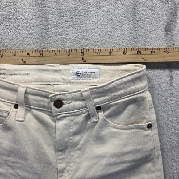 AG Mari Crop Jeans Womens 26 Ivory High-Rise Slim Straight Cropped Stretch Ecru - Picture 8 of 11